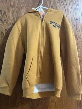 Quiksilver Kids Mustard Tan Full-Zip Hoodie with Sherpa Lining